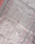 Baby Pink Embroidered Linen Tissue Saree