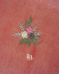 Baby Pink Embroidered Linen Tissue Saree