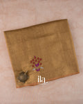 Golden Brown Embroidered Linen Tissue Saree 