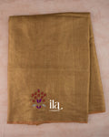 Golden Brown Embroidered Linen Tissue Saree 