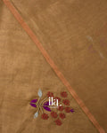 Golden Brown Embroidered Linen Tissue Saree 
