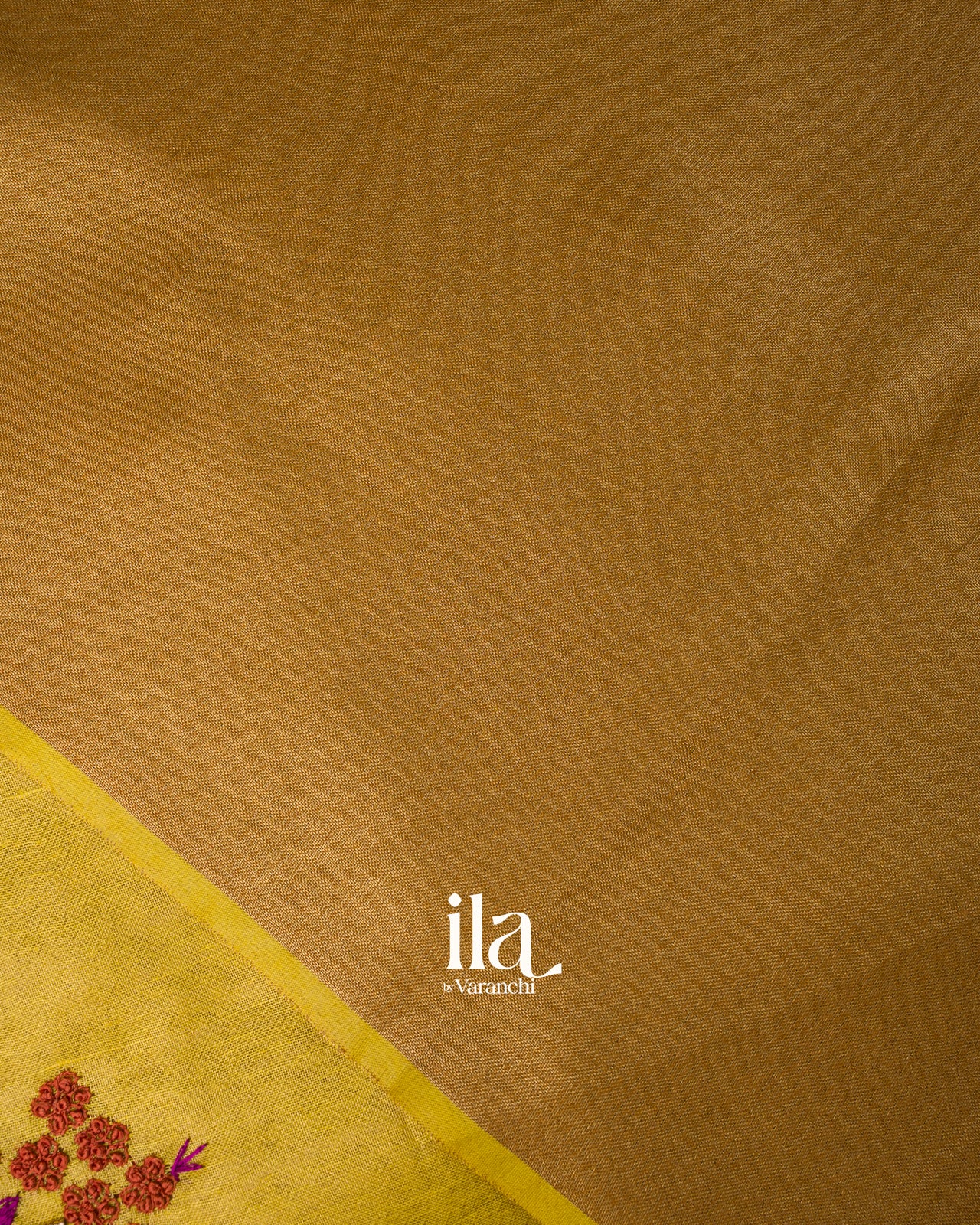Lemon Yellow Embroidered Linen Tissue Saree 