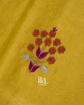 Lemon Yellow Embroidered Linen Tissue Saree 