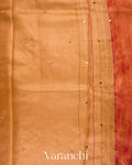 Burnt Orange Embroidered Tissue Silk Linen Saree