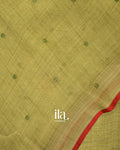 Olive Green Embroidered Silk Linen Tissue Saree