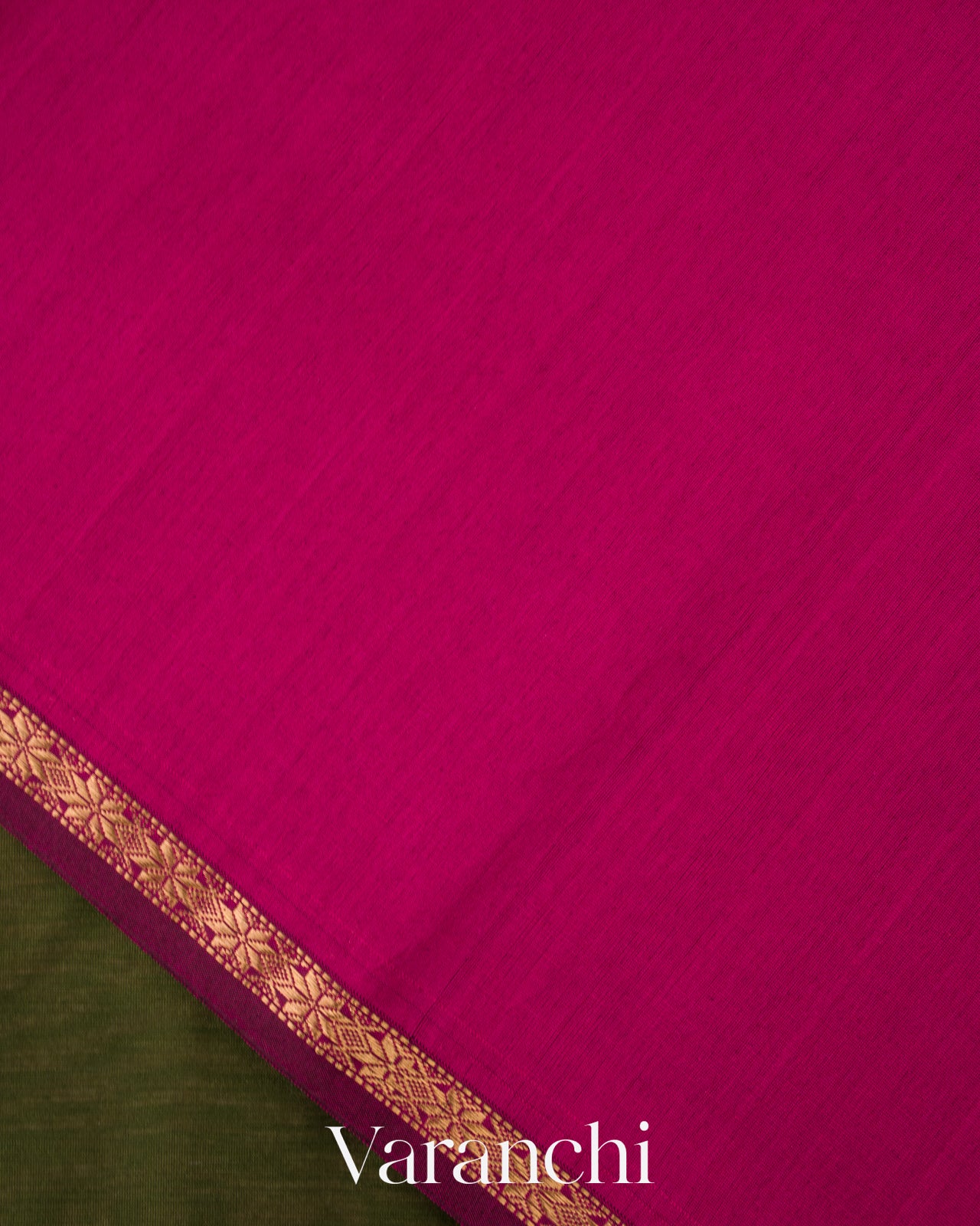 Deep Olive Green Pure Maheswari Silk Cotton Handloom Saree