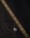 Jet Black Pure Maheshwari Silk Cotton Handloom Saree 
