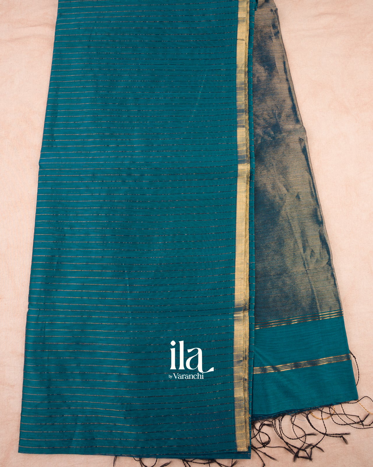 Peacock Blue Pure Maheshwari Silk Cotton Handloom Saree  