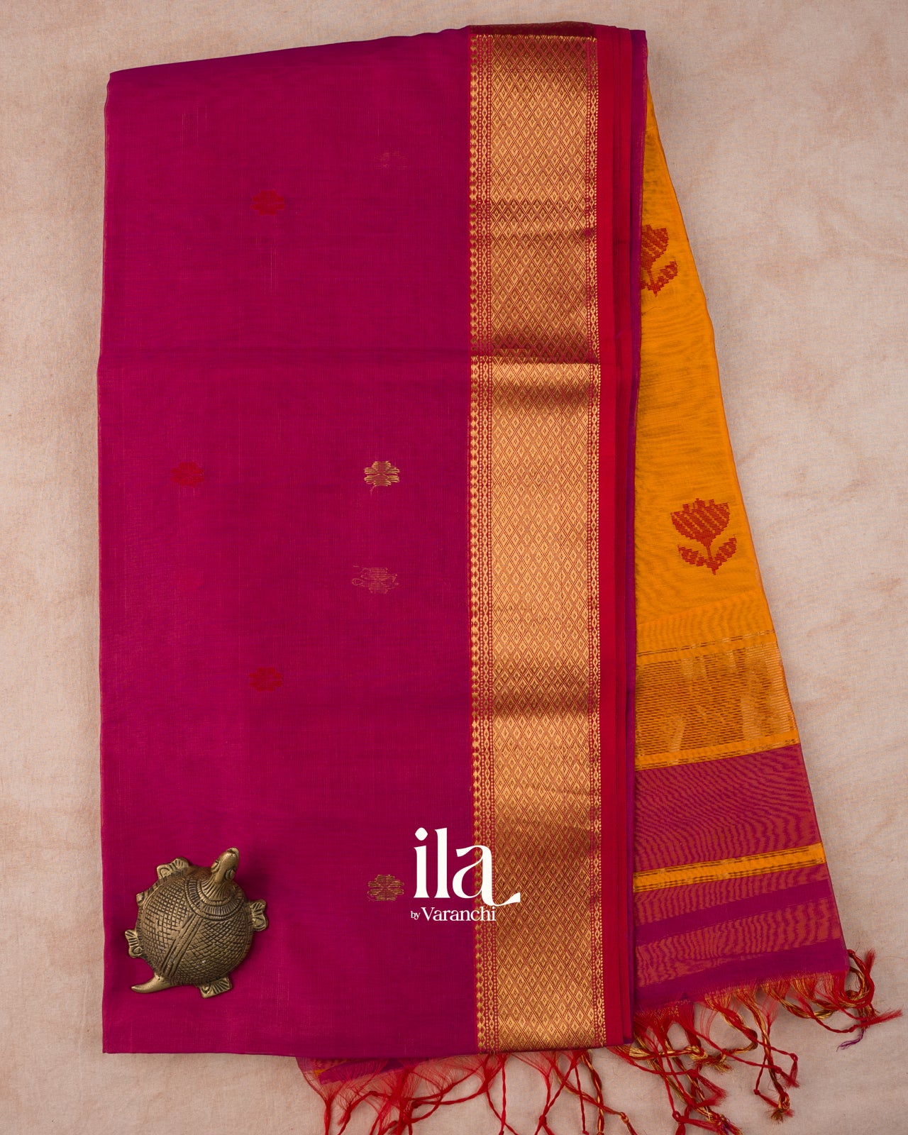 Mango Yellow Pure Maheshwari Silk Cotton Handloom Saree