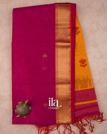 Mango Yellow Pure Maheshwari Silk Cotton Handloom Saree