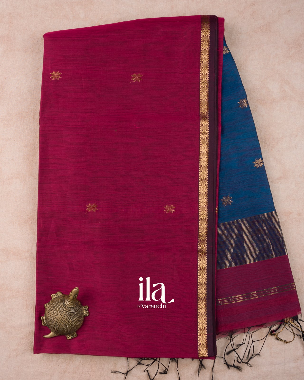 Navy Blue Pure Maheshwari Silk Cotton Handloom Saree 