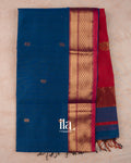 Navy Blue Pure Maheshwari Silk Cotton Handloom Saree 