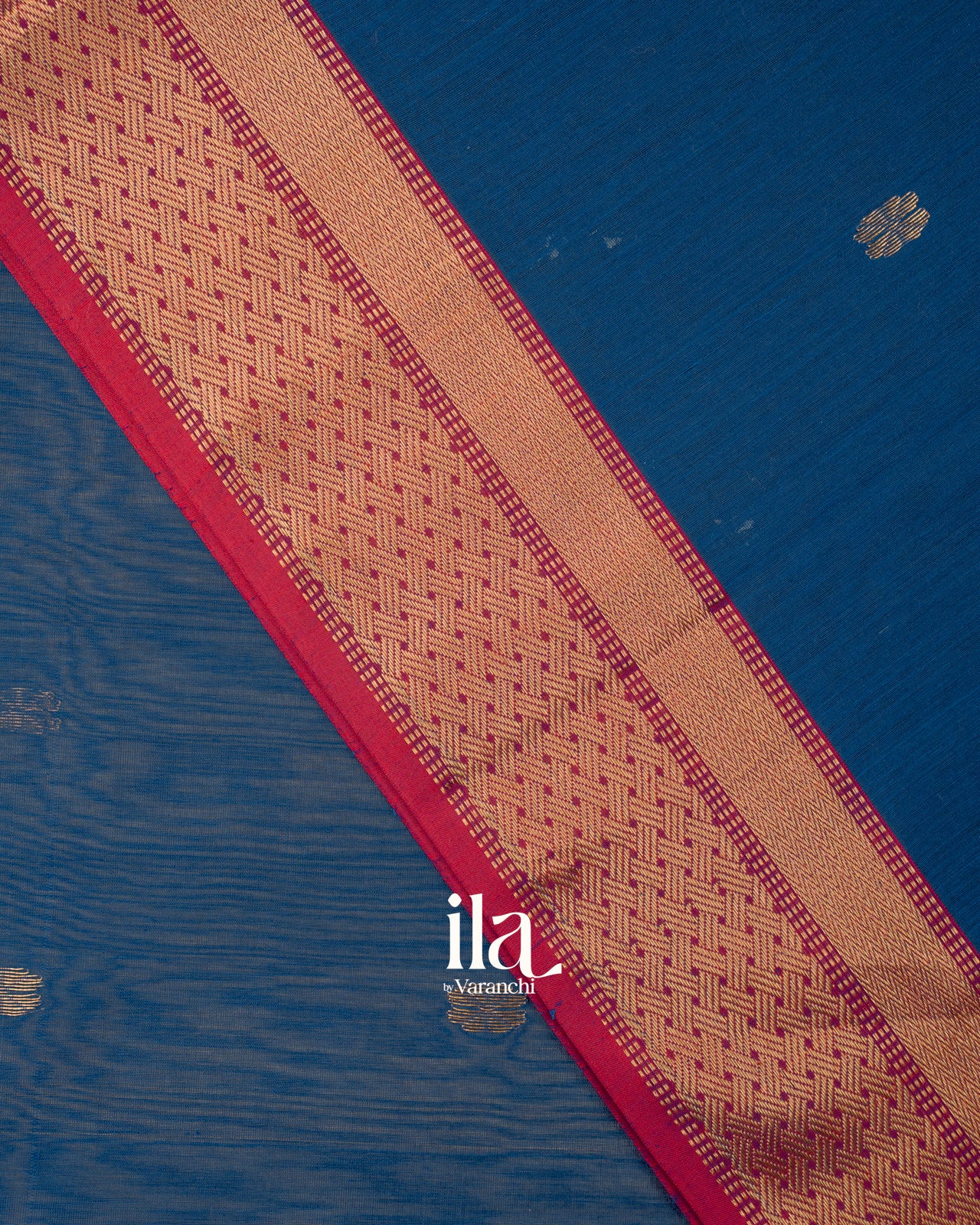 Navy Blue Pure Maheshwari Silk Cotton Handloom Saree 