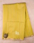 Olive Yellow Kosa Striped Pure Maheshwari Silk Cotton Handloom Saree