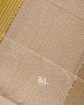 Olive Yellow Kosa Striped Pure Maheshwari Silk Cotton Handloom Saree