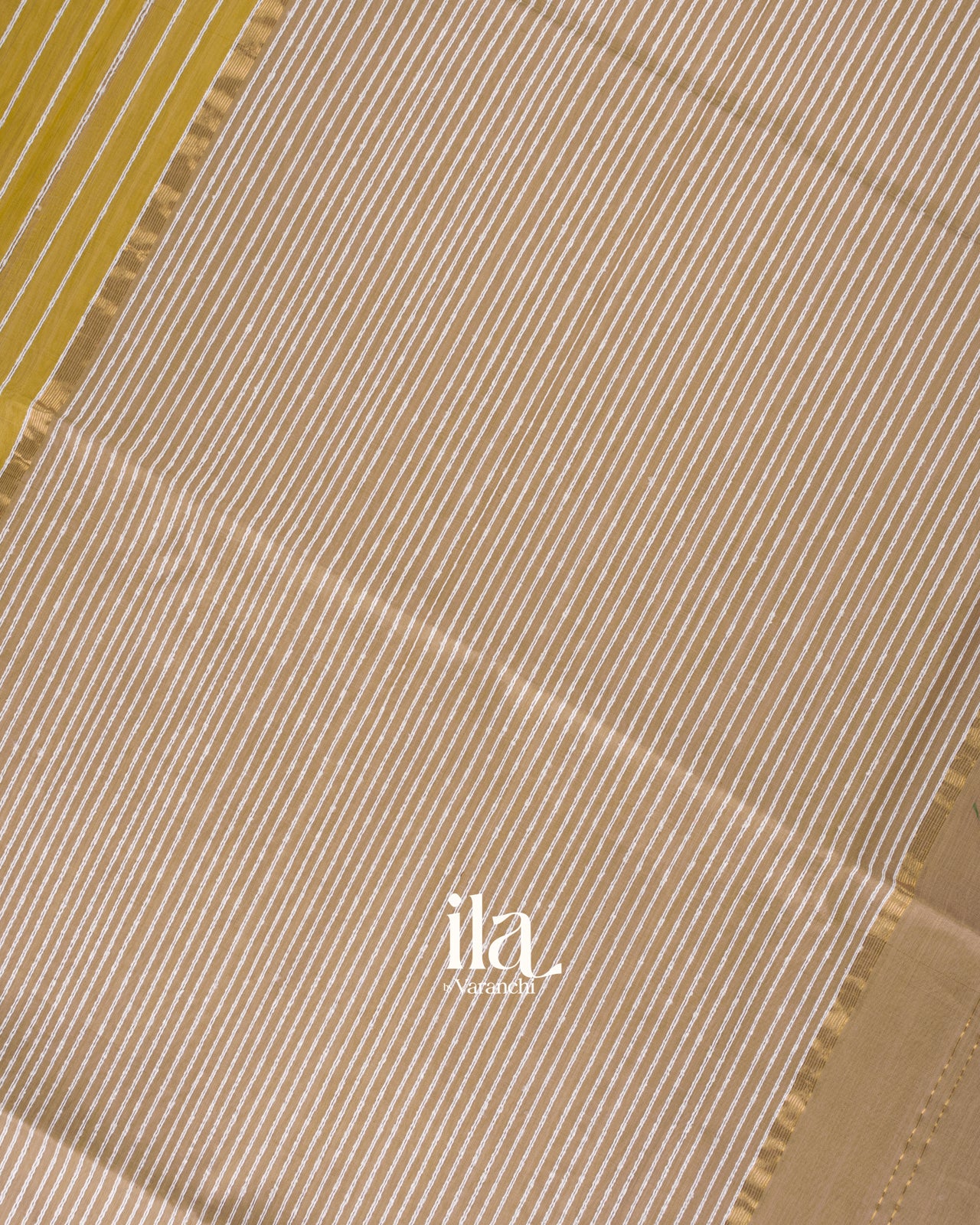Olive Yellow Kosa Striped Pure Maheshwari Silk Cotton Handloom Saree