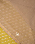 Olive Yellow Kosa Striped Pure Maheshwari Silk Cotton Handloom Saree