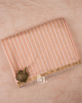 Soft Peach Kosa Striped Pure Maheshwari Silk Cotton Handloom Saree 