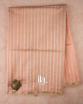 Soft Peach Kosa Striped Pure Maheshwari Silk Cotton Handloom Saree 