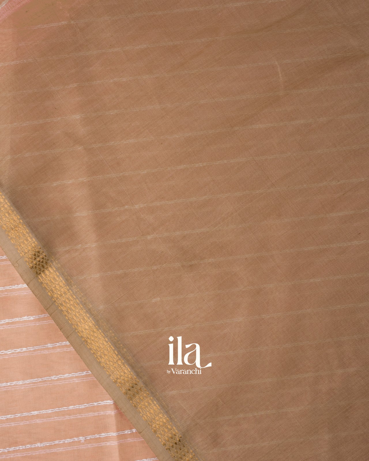 Soft Peach Kosa Striped Pure Maheshwari Silk Cotton Handloom Saree 