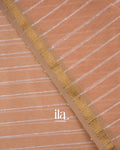 Soft Peach Kosa Striped Pure Maheshwari Silk Cotton Handloom Saree 