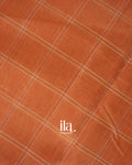 Bright Peach Checks Mangalgiri Silk Cotton Handloom Saree 