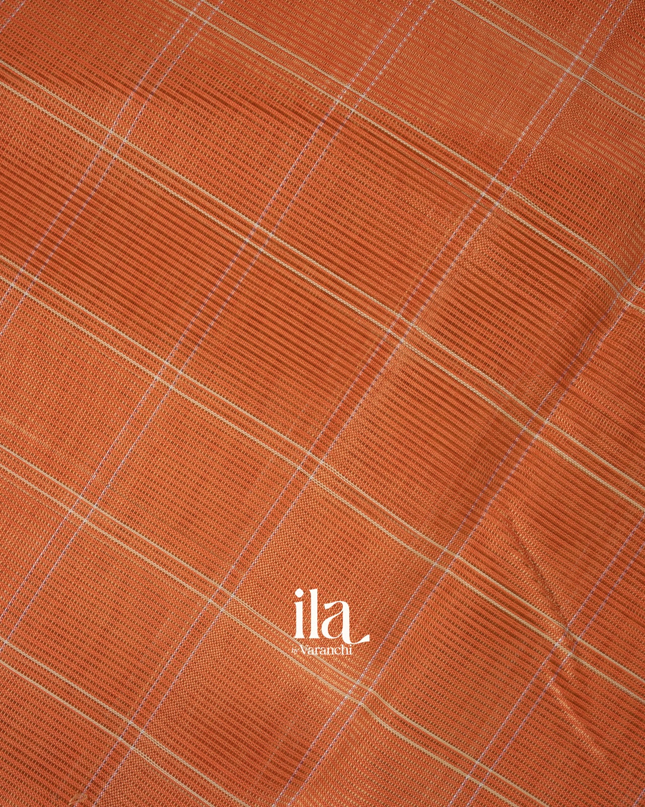 Bright Peach Checks Mangalgiri Silk Cotton Handloom Saree 