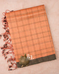Light Peach Checks Mangalgiri Silk Cotton Handloom Saree 
