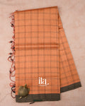 Light Peach Checks Mangalgiri Silk Cotton Handloom Saree 