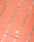 Light Peach  Floral Printed and Striped Mangalgiri Silk Cotton Handloom Saree 