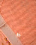 Light Peach  Floral Printed and Striped Mangalgiri Silk Cotton Handloom Saree 