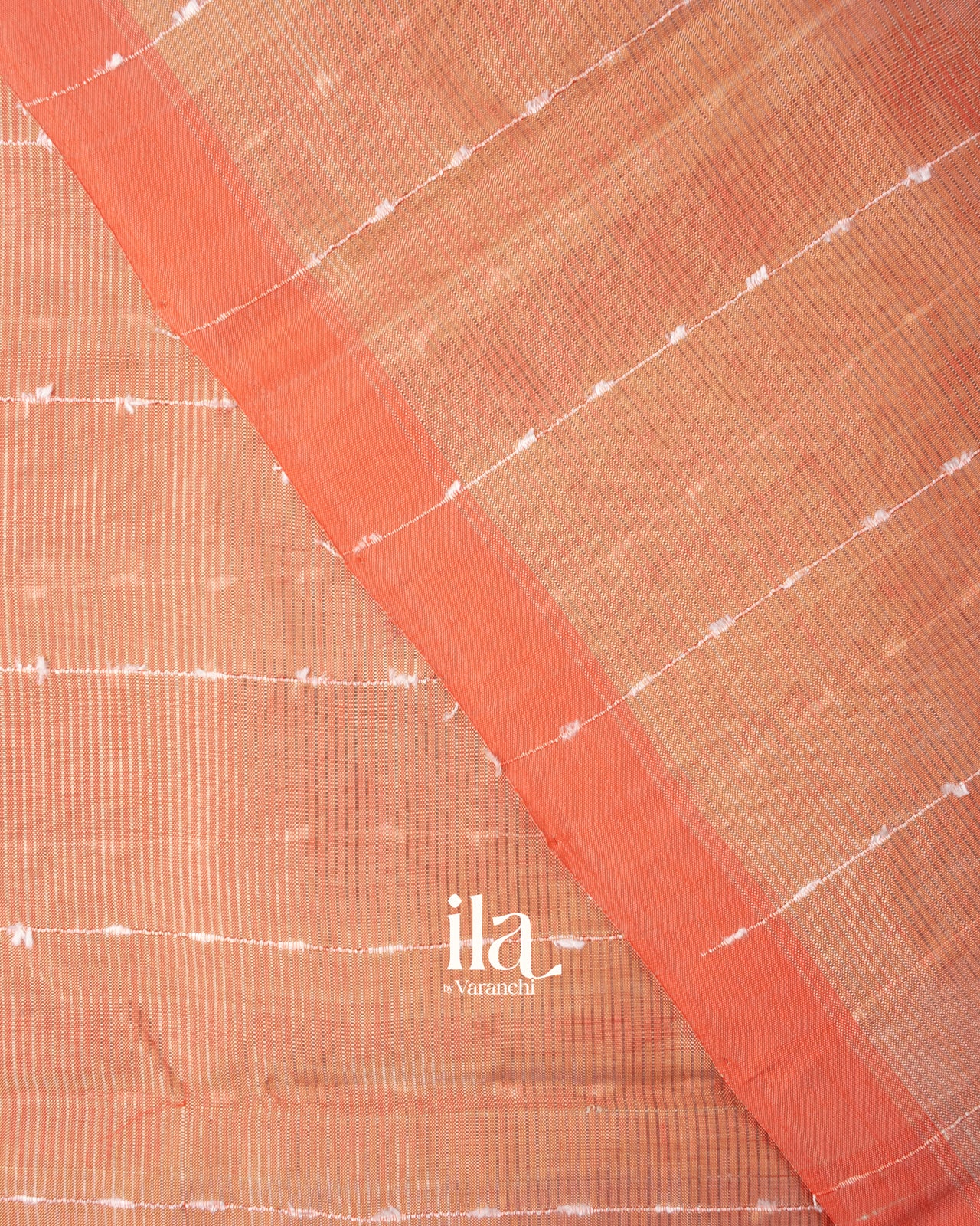 Light Peach Striped Mangalgiri Silk Cotton Handloom Saree 