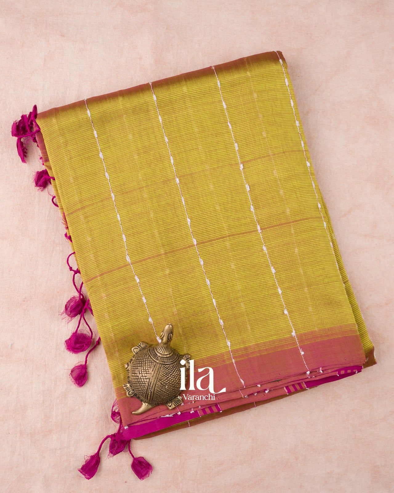 Mehendi Green Striped Mangalgiri Silk Cotton Handloom Saree 