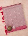 Onion Pink Striped Mangalgiri Silk Cotton Handloom Saree