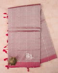 Onion Pink Striped Mangalgiri Silk Cotton Handloom Saree