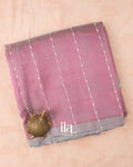 Dusty Pink Striped Mangalgiri Silk Cotton Handloom Saree