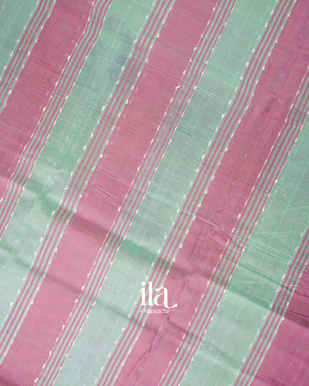Dusty Pink Striped  Mangalgiri Silk Cotton Handloom Saree