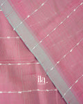 Dusty Pink Striped Mangalgiri Silk Cotton Handloom Saree