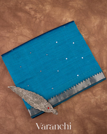Deep Prussian Blue Mangalgiri Silk Cotton Saree
