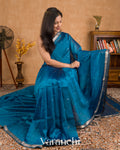 Deep Prussian Blue Mangalgiri Silk Cotton Saree