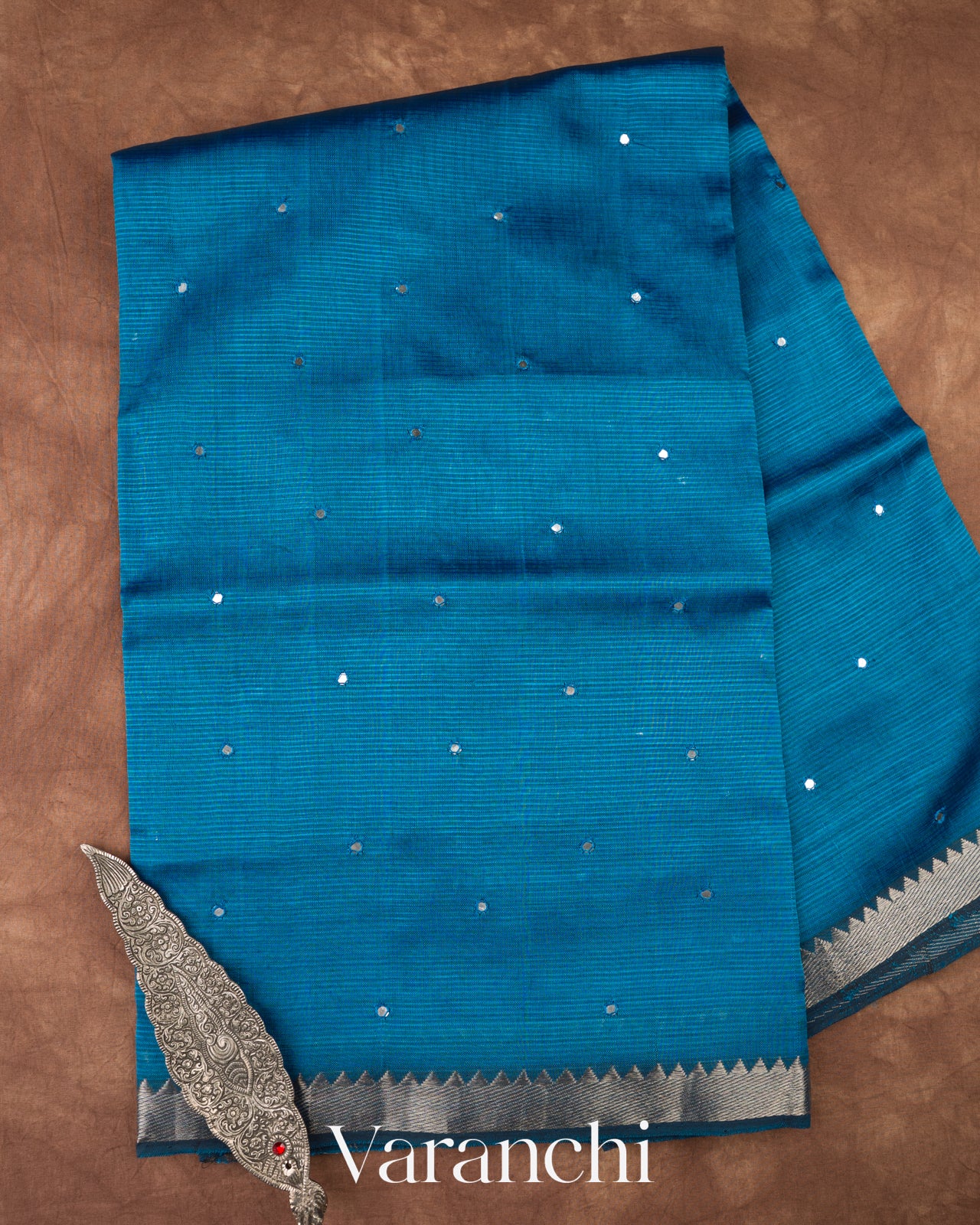 Deep Prussian Blue Mangalgiri Silk Cotton Saree
