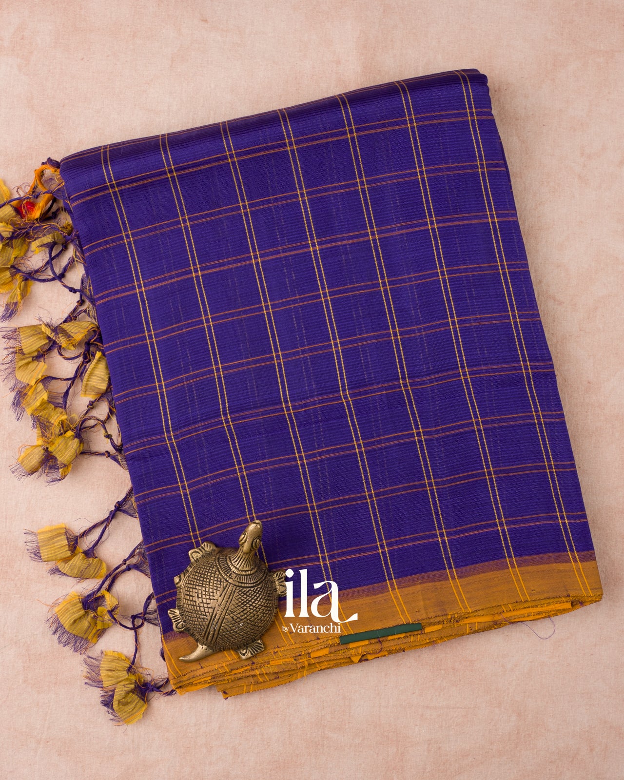 Royal Violet Checks Mangalgiri Silk Cotton Handloom Saree