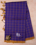 Royal Violet Checks Mangalgiri Silk Cotton Handloom Saree