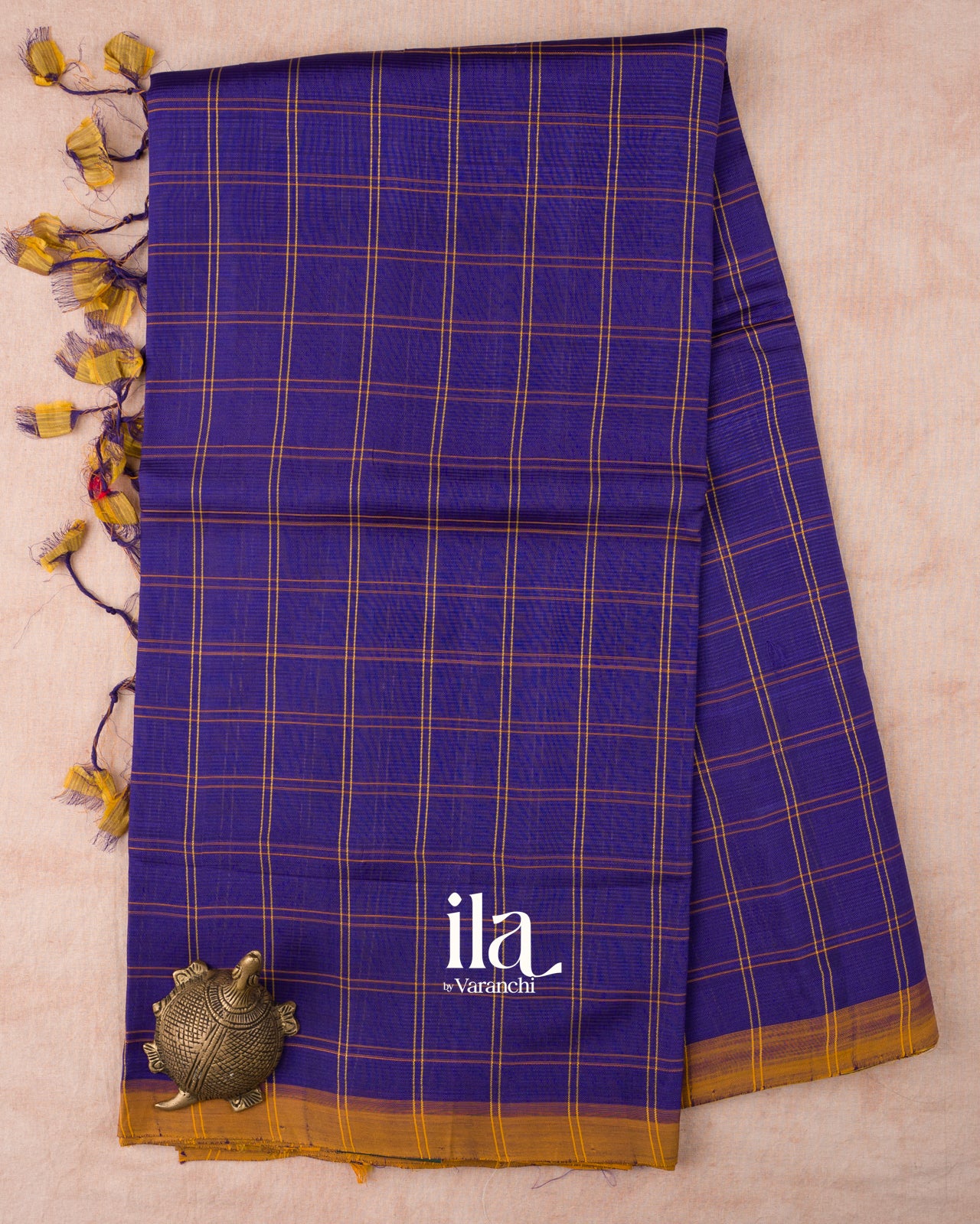 Royal Violet Checks Mangalgiri Silk Cotton Handloom Saree