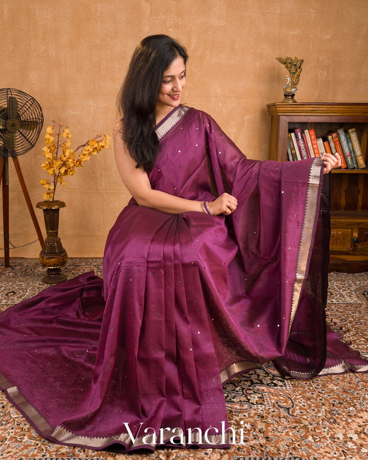 Deep Magenta Mangalgiri Silk Cotton Saree