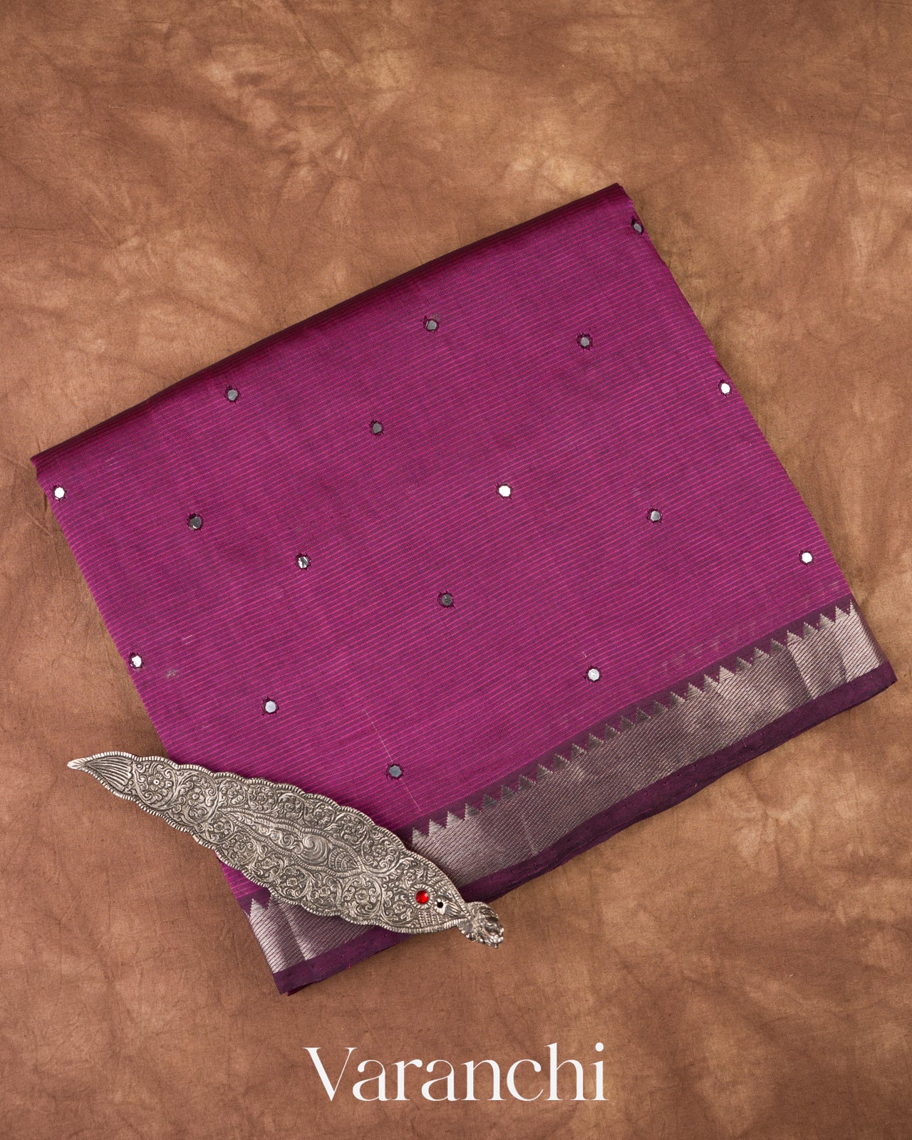 Deep Magenta Mangalgiri Silk Cotton Saree