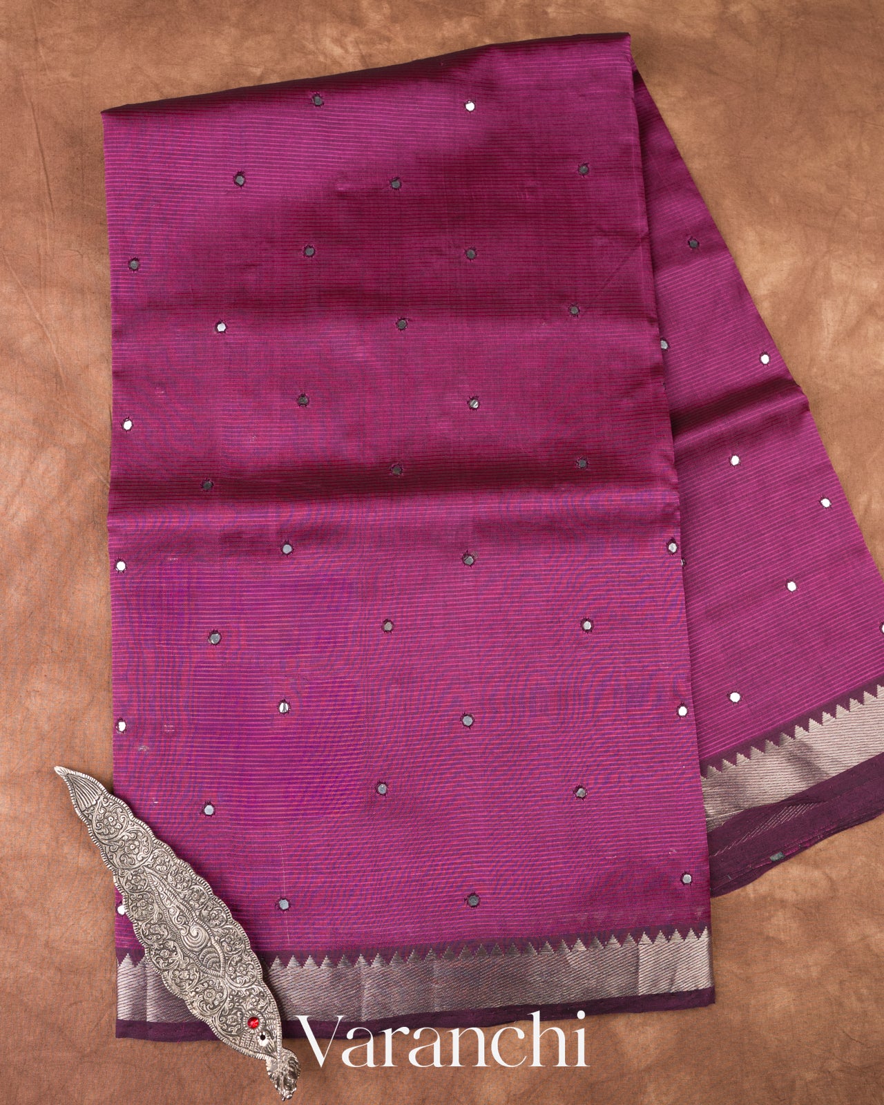 Deep Magenta Mangalgiri Silk Cotton Saree