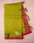 Mehendi Green Checks Mangalgiri Silk Cotton Handloom Saree
