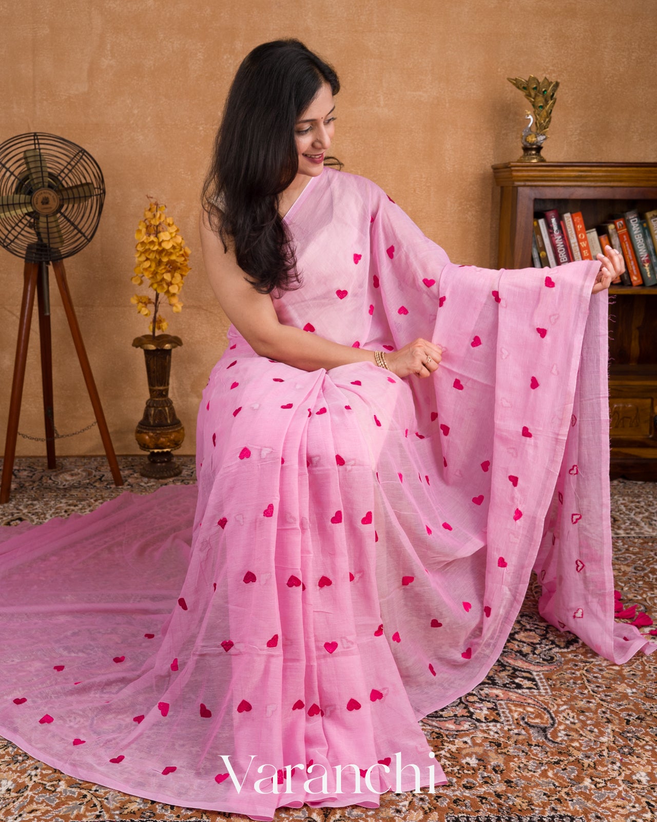 Rosy Pink Mul Mul Cotton Saree