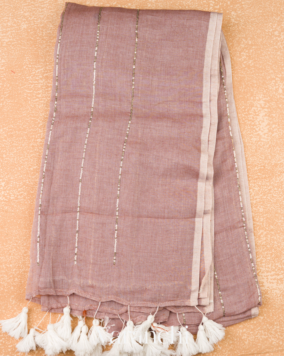 Muted Mauve Mul Mul Cotton Saree